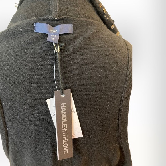 Vintage GAP Black Sequins Holiday Beaded Silk/Cotton Sweater Vest XS NWT - Picture 4 of 4